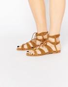 Vero Moda Real Leather Tie Up Flat Sandle - Tan
