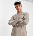 Farah Robert Graphic Long Sleeve T-shirt With Arm Print In Stone Smu - Stone-neutral