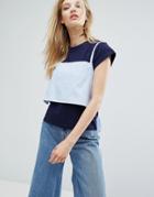 Outstanding Ordinary T-shirt With Tie Up Cami Layer - Blue