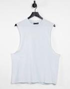 Asos Design Organic Relaxed Sleeveless T-shirt With Dropped Armhole In Blue-blues