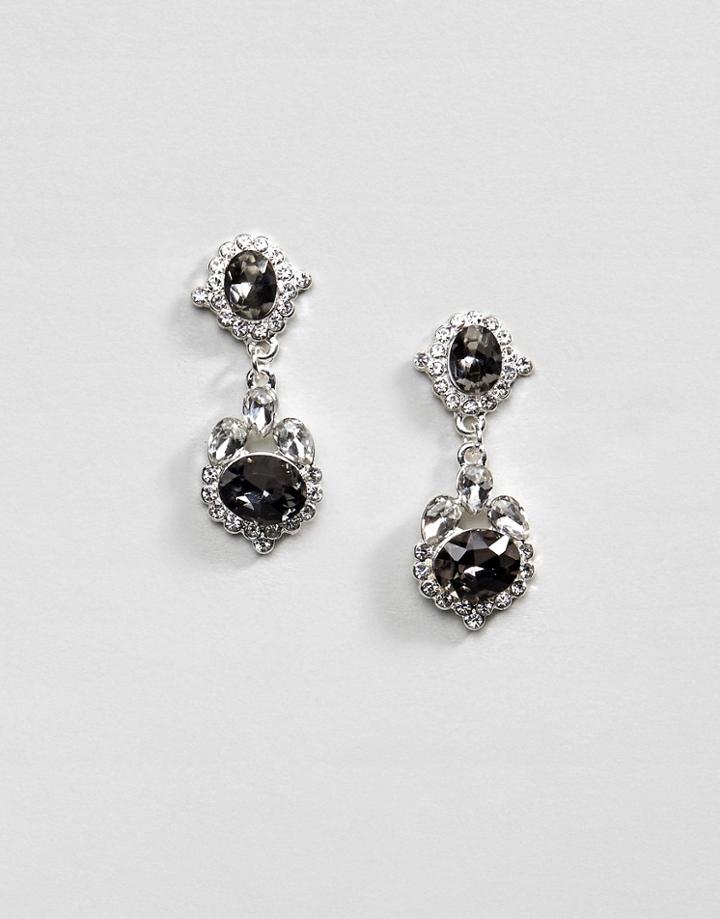 Johnny Loves Rosie Statement Earrings With Gray Gem Detail - Gold