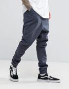 Asos Drop Crotch Woven Joggers In Navy - Blue