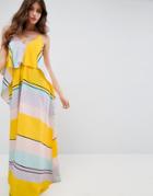 Asos Stripe Crop Top Maxi Dress - Multi