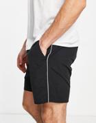 French Connection Piping Swim Shorts In Black And White-multi