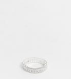 Asos Design Curve Ring With Baguette Cubic Zirconia Stones In Silver Tone