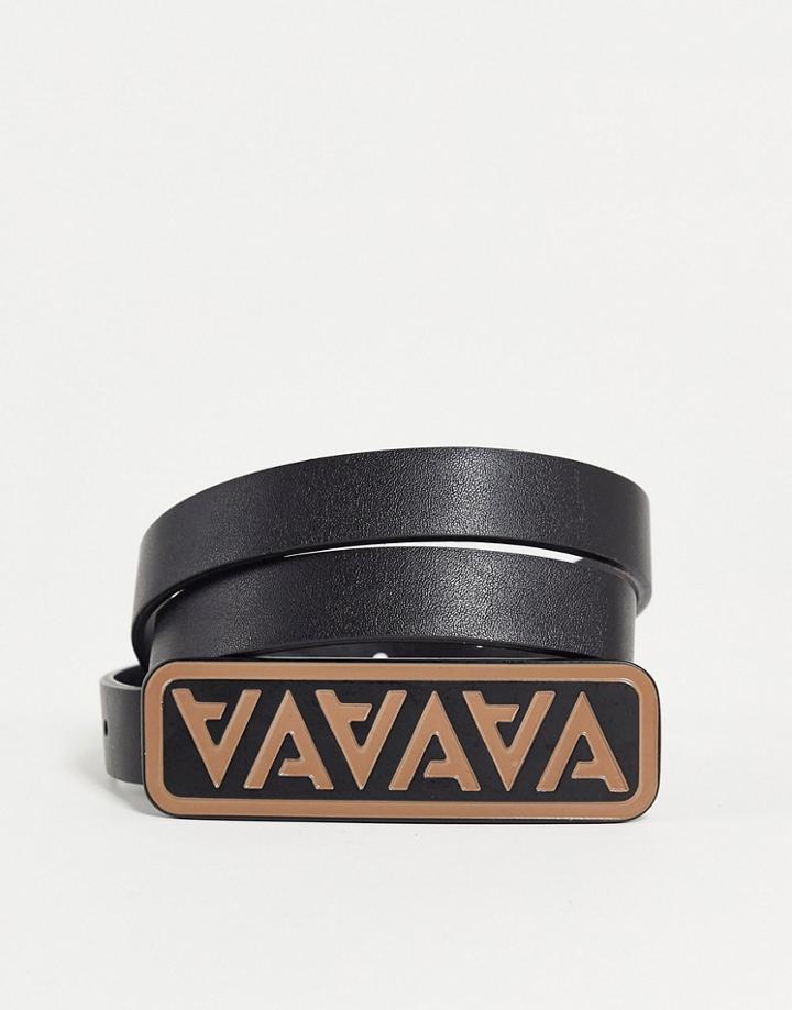 Asos Design Monogram Belt Detail Waist And Hip Jeans Belt In Black