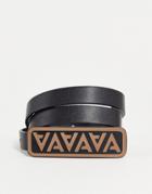 Asos Design Monogram Belt Detail Waist And Hip Jeans Belt In Black