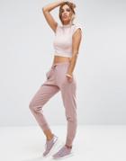 Asos Marl Joggers With Stepped Hem - Pink