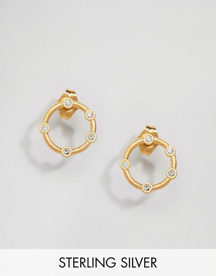 Dogeared Gold Plated Infinity & One Halo Stud Earrings - Gold