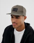Asos Design Snapback Cap In Khaki With Rubber Badge Detail-green