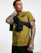 G-star T-shirt With Badge Logo In Khaki-green