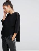Asos Sweat Top With Sheer Inserts - Black