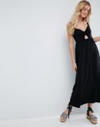 Asos Maxi Sundress With Bow Detail & Cut Out - Black