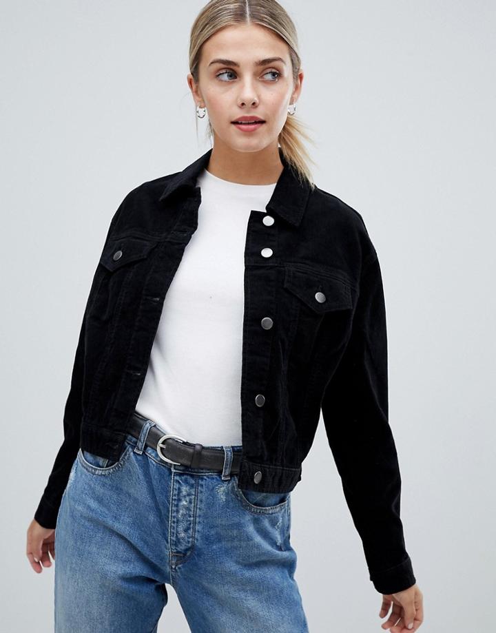 Asos Design Cord Jacket In Black - Blue