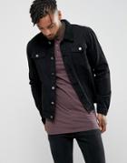 Criminal Damage Denim Jacket With Fleece Collar - Black
