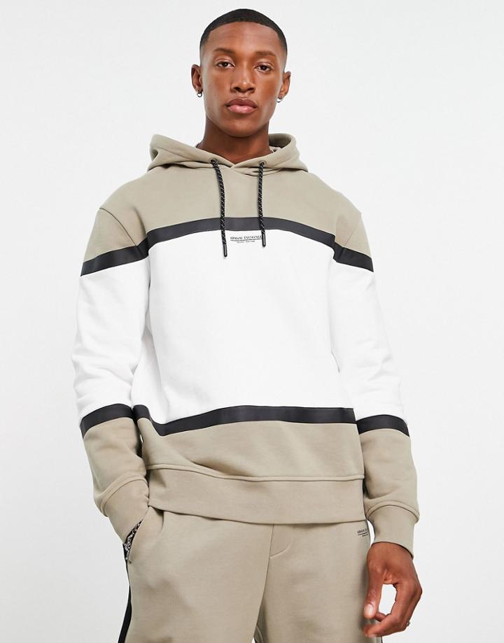 Armani Exchange Color Block Hoodie In Stone-neutral