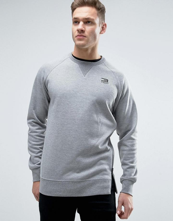 Jack & Jones Tech Longline Sweatshirt With Side Zip - Gray