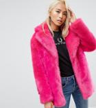 Jakke Mid Length Faux Fur Coat - Pink