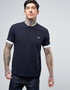 Fred Perry Pique Tipped Grandad T-shirt In Navy - Navy