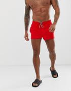 Asos Design Swim Shorts In Red In Super Short Length
