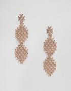 Asos Statement Rose Gold Crystal Strand Earrings - Clear