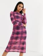 Ivyrevel Chiffon Midaxi Mesh Dress In Pink Navy Tie Dye-multi