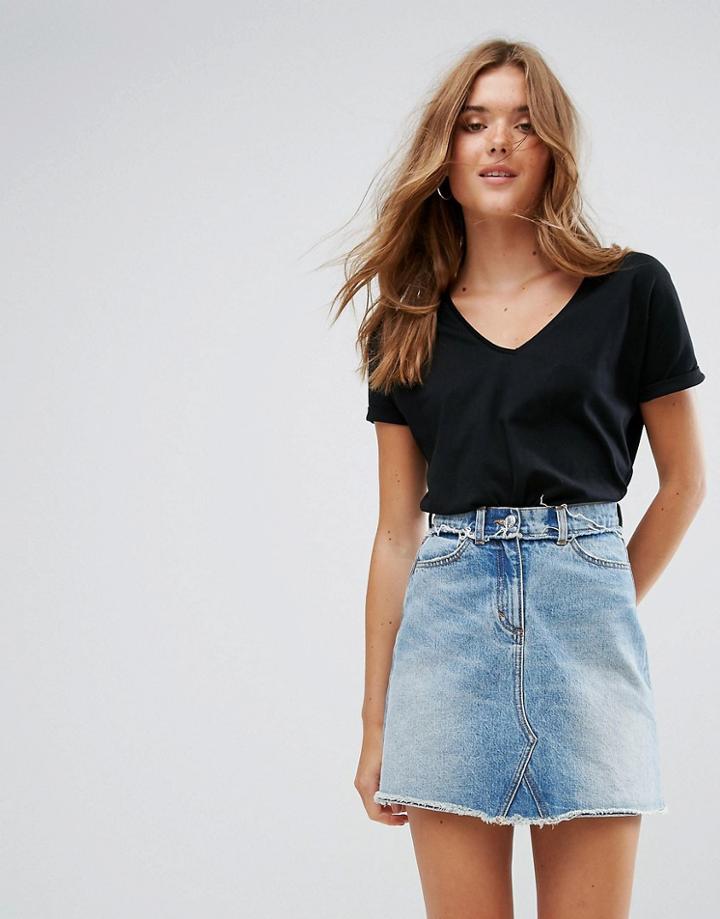 Pull & Bear Basic V- Neck T-shirt - White