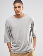 Asos Boxy Fit Knitted T-shirt In Gray Marl - Gray Marl