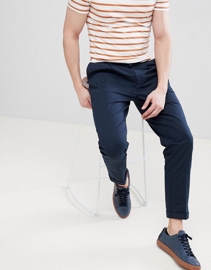 For Wide Fit Pants With Pleats In Blue - Blue