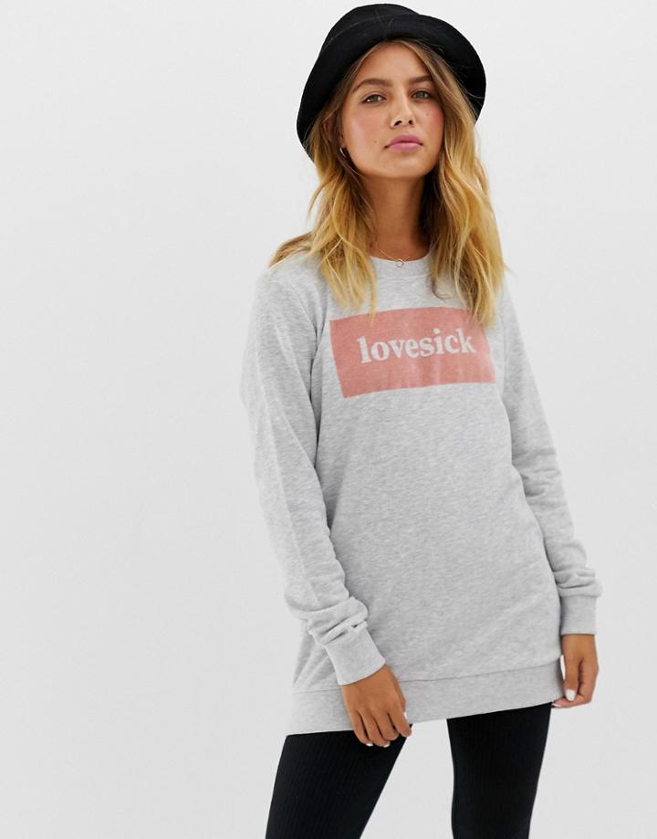 Only Dorit Self Loving Print Sweatshirt - Gray