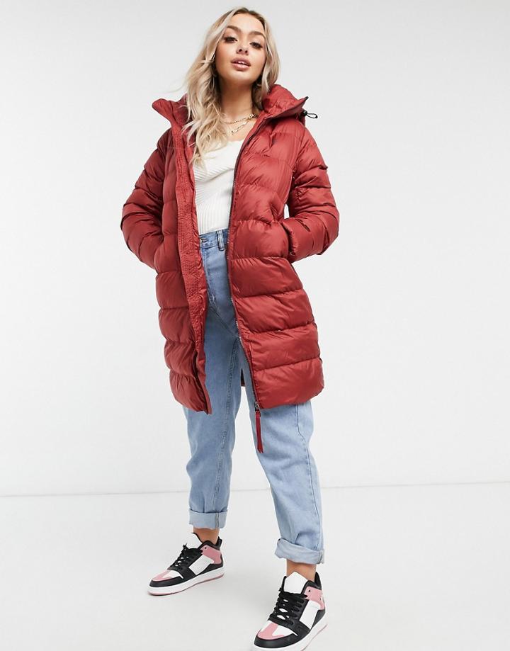 G-star Long Slim Hooded Padded Coat In Red