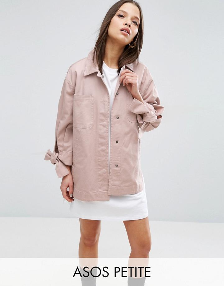 Asos Petite Jacket With Bow Sleeve - Beige