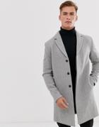 Selected Homme Recycled Wool Overcoat-gray