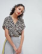 Bershka Leopard Print Pocket Detail Shirt In Leopard - Multi
