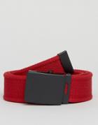 Asos Woven Belt With Black Coated Buckle - Red