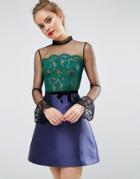 Asos Pie Crust Neck Lace Mini Dress - Multi