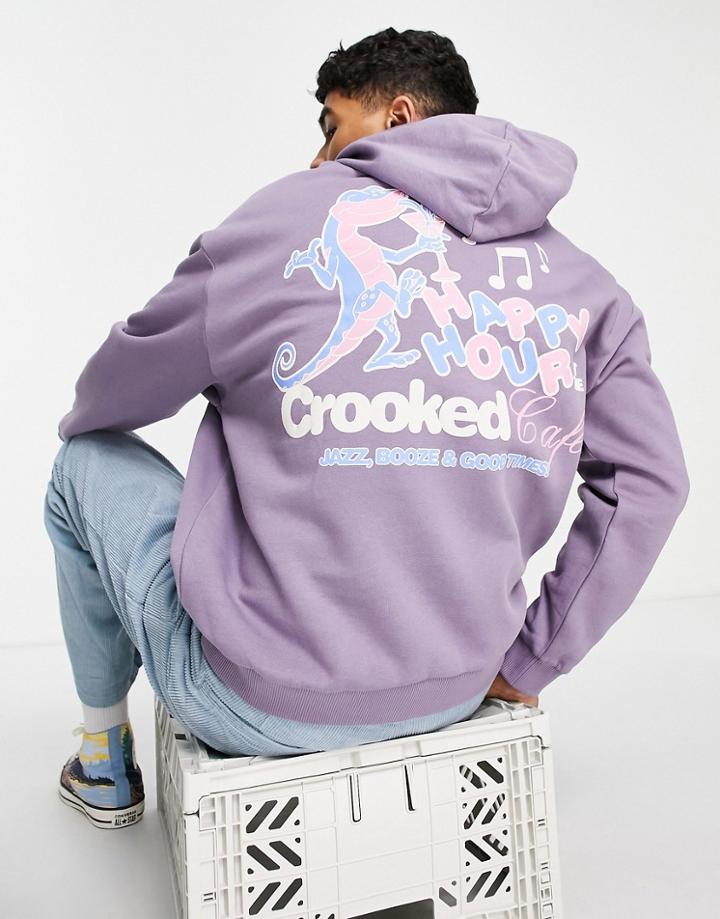 Crooked Tongues Oversized Hoodie With Lizard Ct Cafe In Lilac-purple