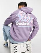 Crooked Tongues Oversized Hoodie With Lizard Ct Cafe In Lilac-purple