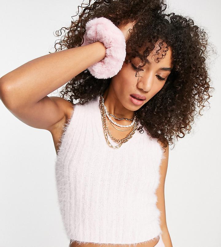 Reclaimed Vintage Inspired Notch Fluffy Rib Tank In Pink - Part Of A Set
