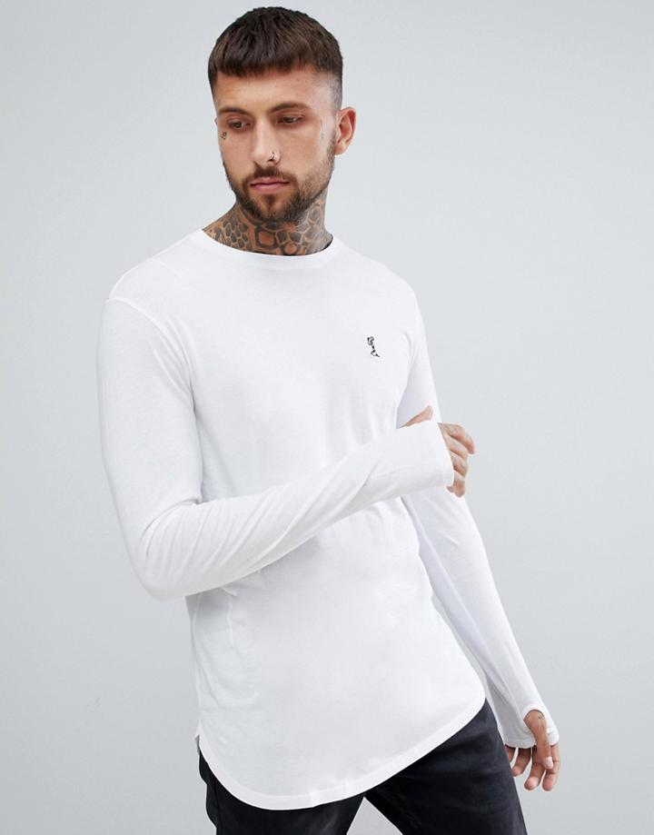 Religion Longline Long Sleeve Top In White - White