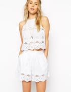 Asos White Broderie Shell Top - White