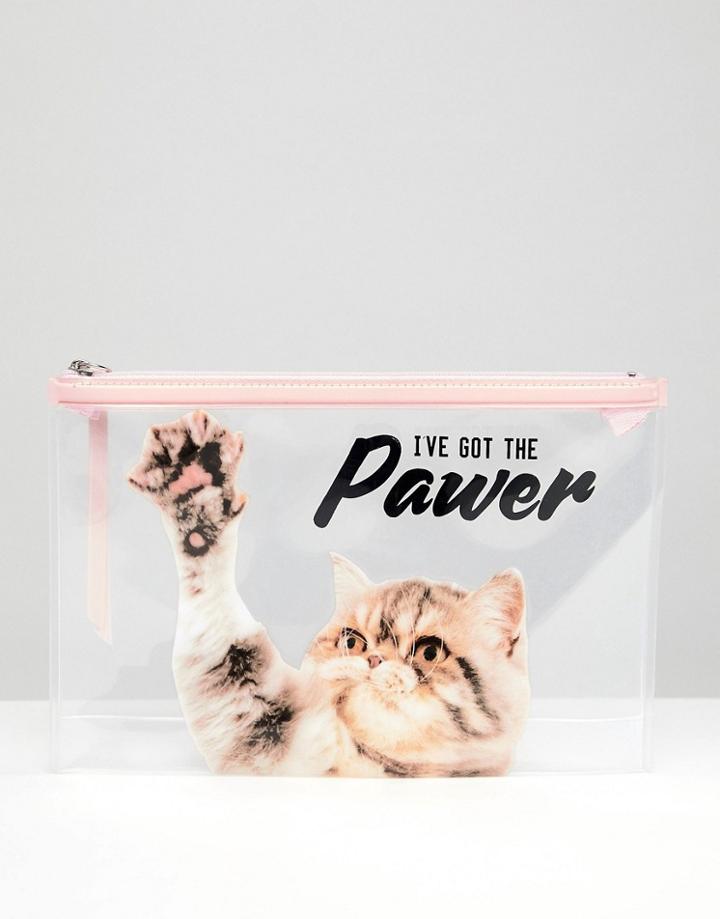 Monki Cat Zip Plastic Wallet - Clear
