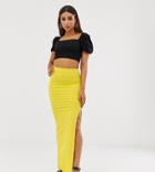 Missguided Thigh Split Maxi Skirt In Yellow - Yellow