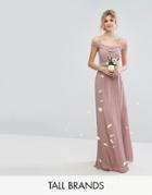 Tfnc Tall Wedding Cold Shoulder Embellished Maxi Dress - Pink