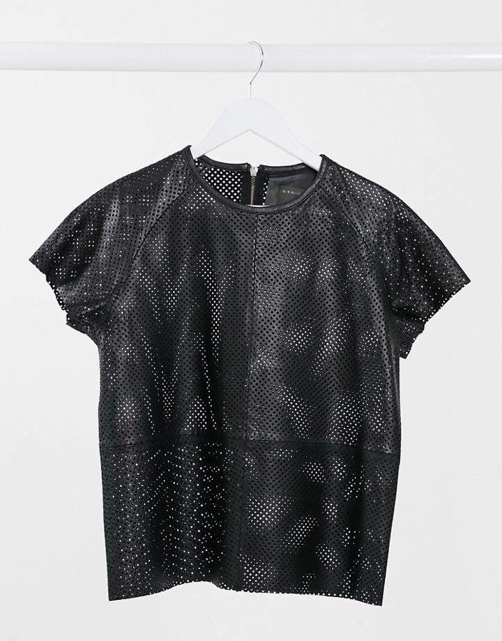 Muubaa Perforated Leather T-shirt In Black