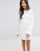 Asos Mini Shift Dress With Tie Details - White