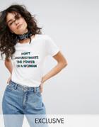People Tree Organic Cotton T-shirt With Power Of Woman Slogan - White