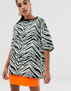 Asos Design Animal Print Oversized T-shirt With Stud Embellishment - Multi
