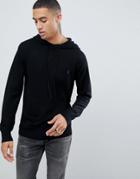 Allsaints 100% Merino Knitted Hoodie In Black With Ramskull Logo - Gray