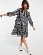 In Wear Jeanne Checked Smock Mini Dress In Black